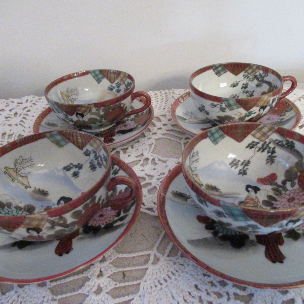 Japanese Nippon handprinted  Tea cup & saucer set